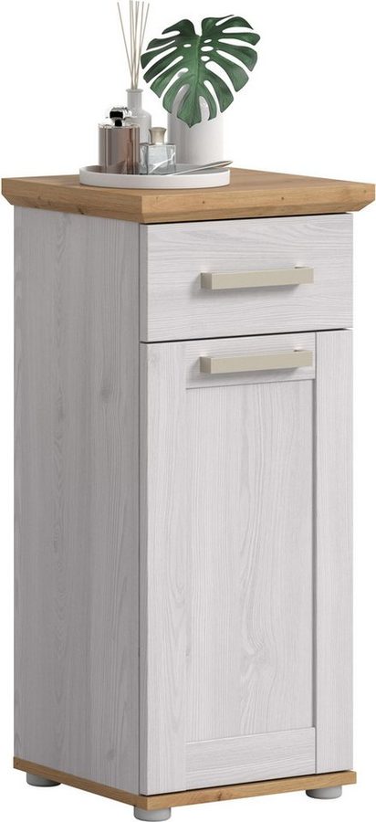 welltime Unterschrank COSENZA, Höhe 85cm, 1 Tür, 1 Schubkasten, 1 Einlegeboden, 2 Fächer (1-St., in Landhausoptik, mit weiteren Artikel der Serie kombinierbar) Standschrank, Badezimmerschrank, Bad, Badezimmer von welltime