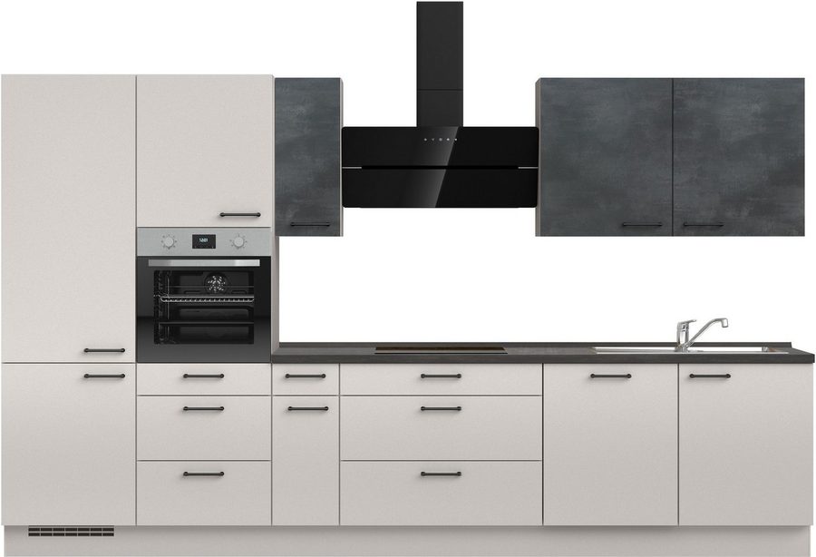 nobilia® Küchenzeile "MIAMI", NEU: individuell anpassbar mit gratis Profi-Beratung, vormontiert, Breite 360 cm, Ausrichtung wählbar, wahlw. mit E-Geräten