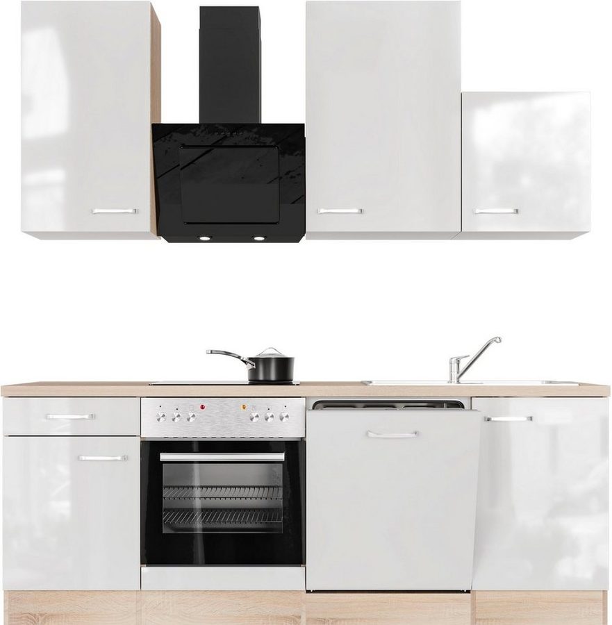 Flex-Well Küchenzeile Florenz, mit E-Geräten, Breite 220 cm, in vielen Farbvarianten erhältlich