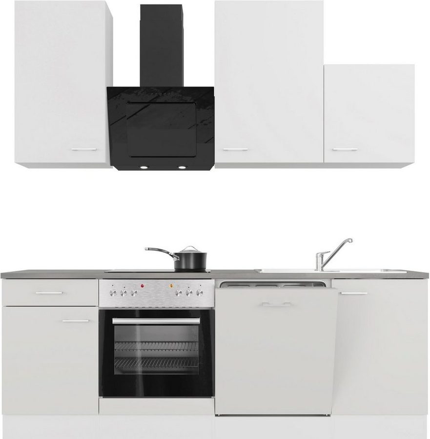 Flex-Well Küchenzeile Lucca, mit E-Geräten, Breite 220 cm, in vielen Farbvarianten erhältlich