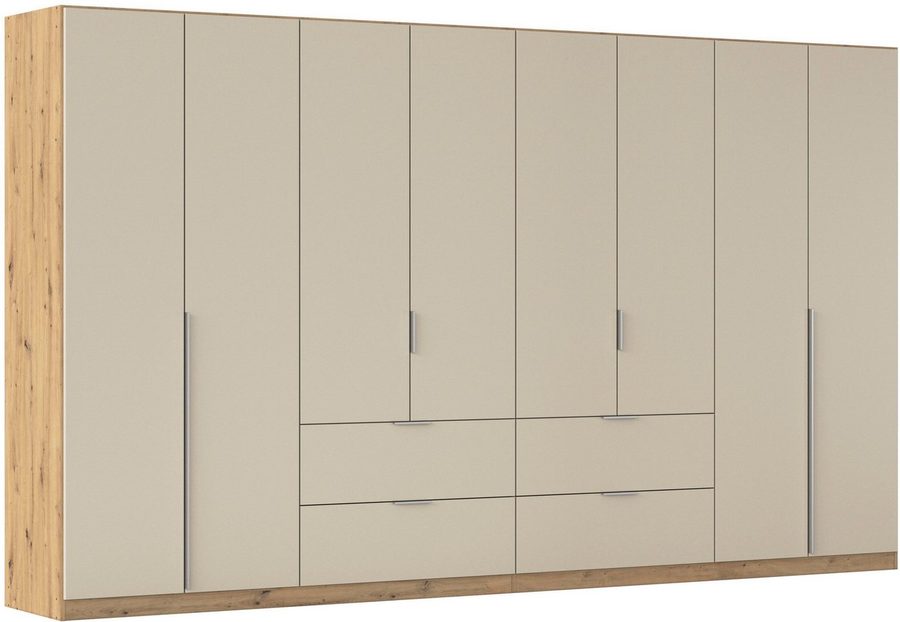 OTTO home Drehtürenschrank Kleiderschrank Schrank Garderobe AGORDO mit Dekor- oder Hochglanzfront (in zwei Griff-Farben, Breite 360 cm) mit Außenschubkästen, Serie in 7 Breiten und 2 Höhen MADE IN GERMANY