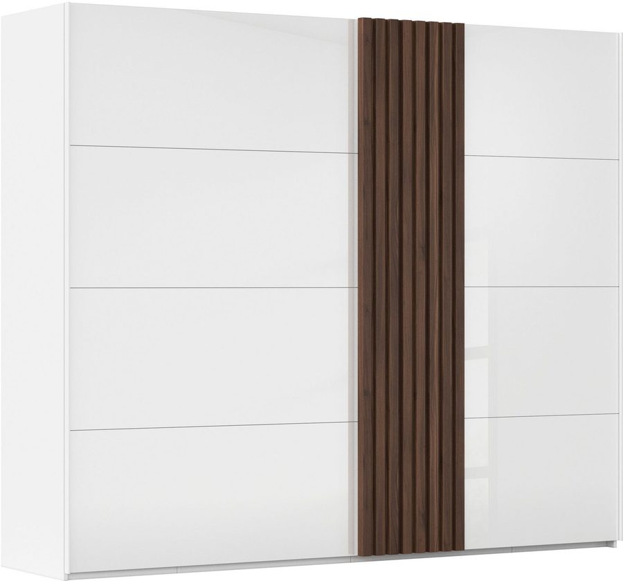 rauch Schwebetürenschrank Kleiderschrank Schrank Garderobe Wäscheschrank TEGIO mit hochwertigen Holzdekoraufleistung und Glasfront MADE IN GERMANY