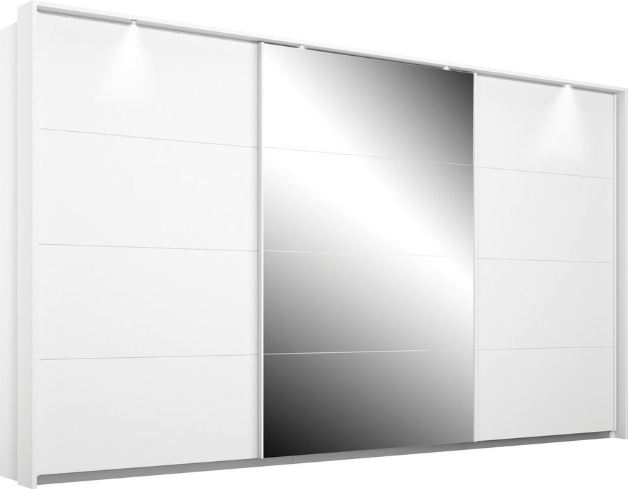 rauch Schwebetürenschrank Kleiderschrank Schrank Garderobe Schlafzimmerschrank Ankleide KEPAN (optional mit Beleuchtung, Breiten: 211-368 cm, Höhen 213/233 cm) inkl. Schubladeneinsatz und Passepartout MADE IN GERMANY