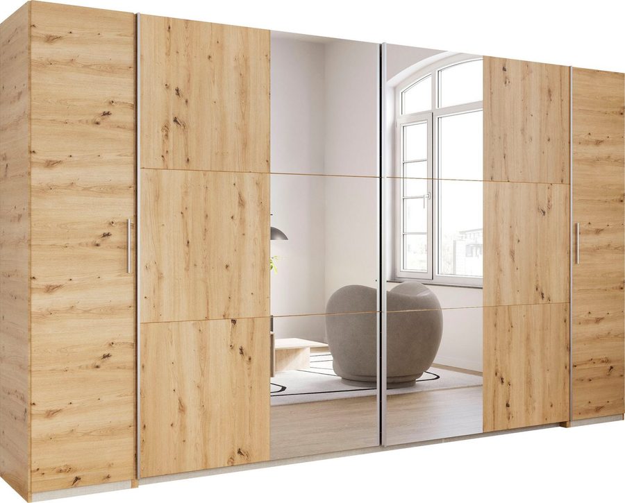 rauch Schwebetürenschrank Kleiderschrank Drehtürenschrank Schrank Garderobe KRONACH (in 3 Ausstattungen BASIC/CLASSIC/PREMIUM, Breiten 225/268/311/354 cm) Kombischrank optional mit 1 oder 2 Spiegel viele Böden MADE IN GERMANY
