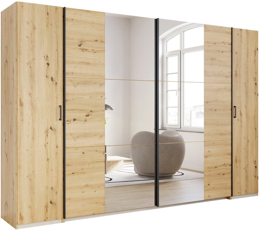 rauch Schwebetürenschrank Kleiderschrank Drehtürenschrank Schrank Garderobe KRONACH (in 3 Ausstattungen BASIC/CLASSIC/PREMIUM, Breiten 225/268/311/354 cm) Kombischrank optional mit 1 oder 2 Spiegel viele Böden MADE IN GERMANY