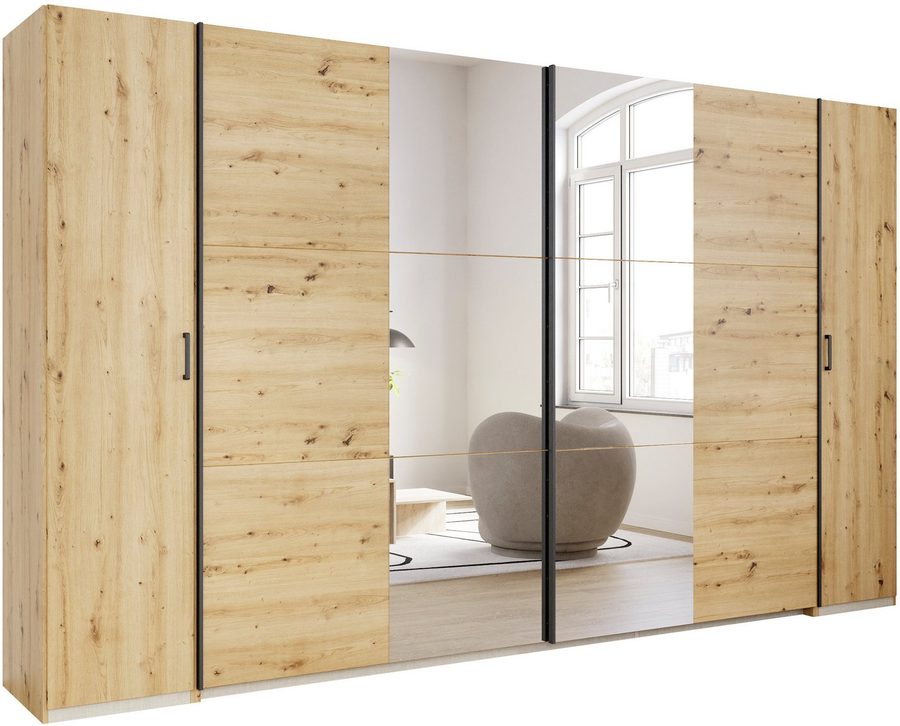 rauch Schwebetürenschrank Kleiderschrank Drehtürenschrank Schrank Garderobe KRONACH (in 3 Ausstattungen BASIC/CLASSIC/PREMIUM, Breiten 225/268/311/354 cm) Kombischrank optional mit 1 oder 2 Spiegel viele Böden MADE IN GERMANY