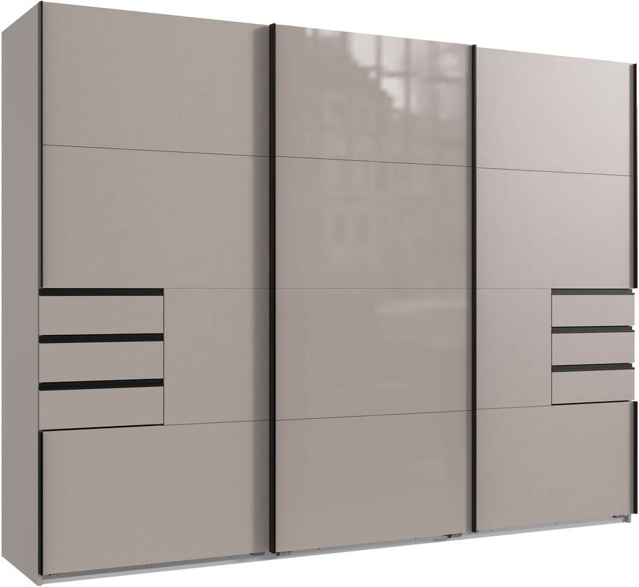 Wimex Schwebetürenschrank Saigon, Kleiderschrank mit Schiebetür mit Glaselementen, 3 Türen, 270cm breit