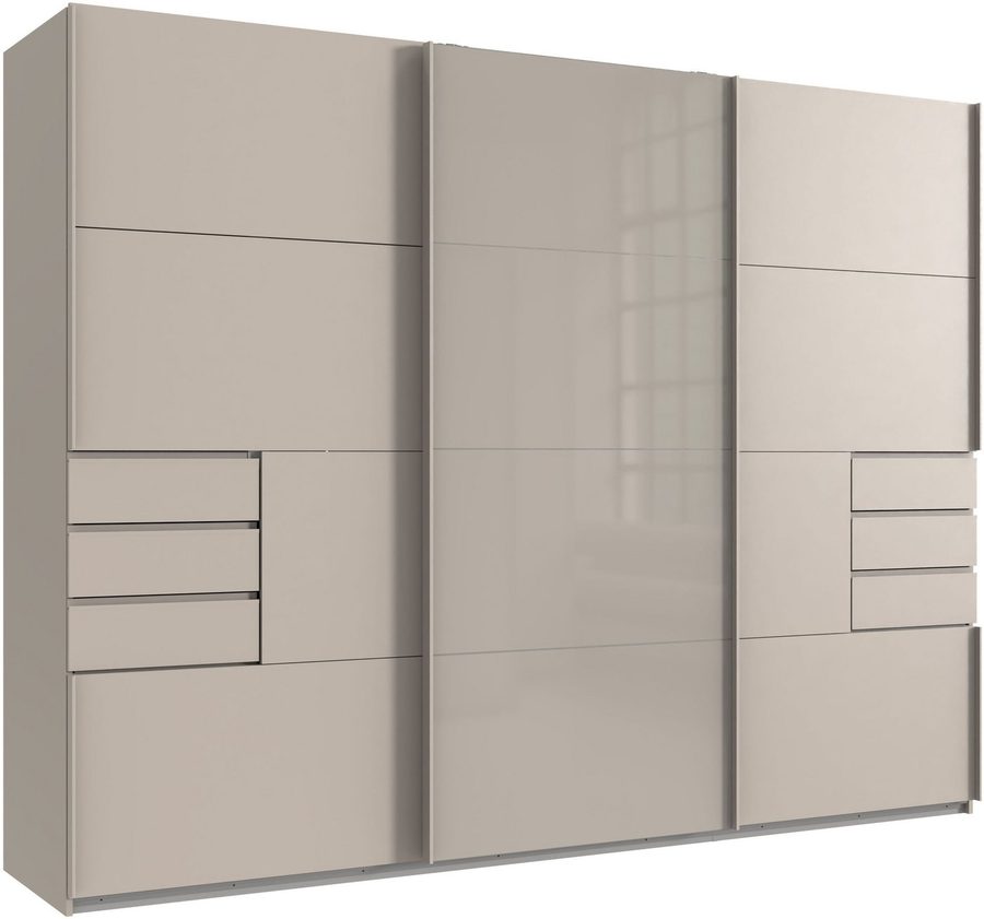 Wimex Schwebetürenschrank Saigon, Kleiderschrank mit Schiebetür mit Glaselementen, 3 Türen, 270cm breit