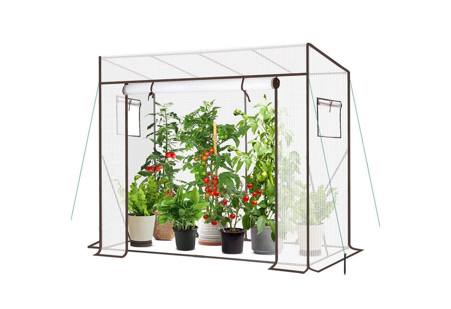 Sekey Gewächshaus Schrägdach Foliengewächshaus Tomatenhaus Begehbares Tomatengewächshaus, 200x77x146/169cm, 140g/m² PE Plane Wasserdicht Wetterfest Pflanzenhaus von Sekey
