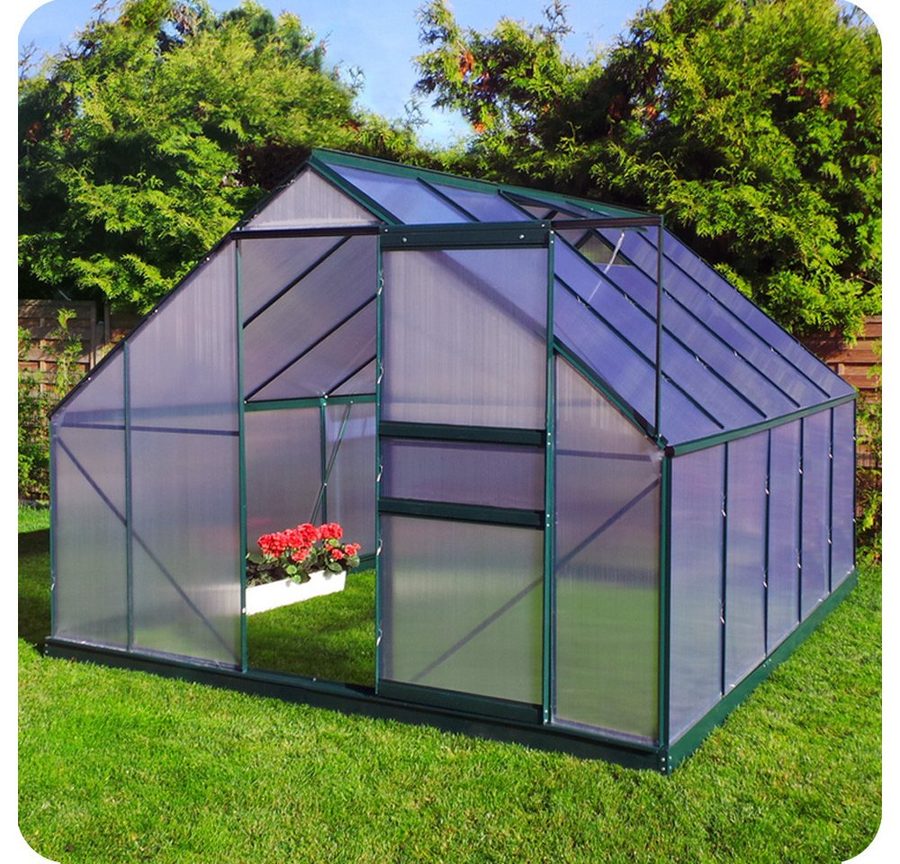 Plantiflex Gewächshaus mit Fundament, BxTxH: 250 x 310 x 205,00 cm, 6.00 mm Wandstärke, Aluminium - Garten Pflanzenhaus, Alu Treibhaus Tomatenhaus, inkl. Dachfenster