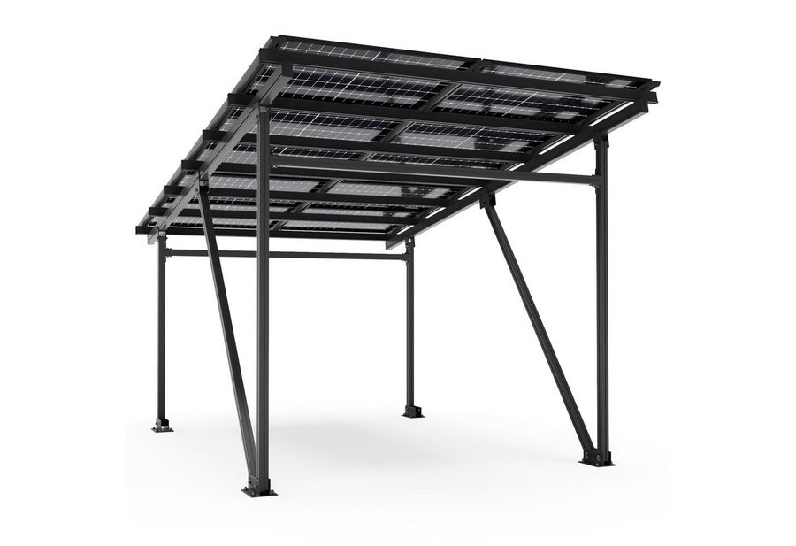 VESKA Solarmodul Solar Carport Glas/Glas PV Garage, 5250,00 W, Monokristallin, (Aluminium Solarcarport 5,60 x 3,70m - 5,25KW - EcoPort 5000Bi)