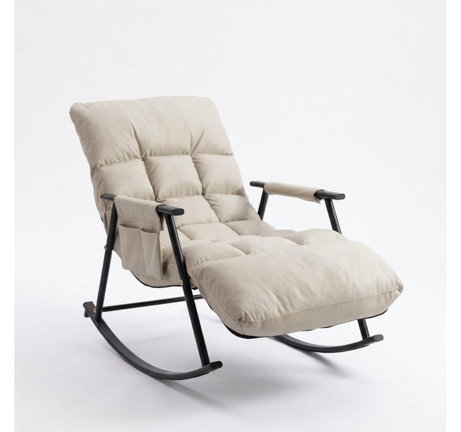 POPOLIC Schaukelstuhl Kleiner Schaukelstuhl ergonomisch mit Fußstütze & Seitentasche von POPOLIC