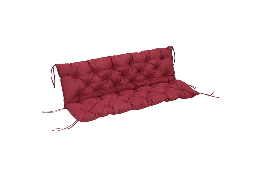 Outsunny 3 Sitzer Bankauflage 150 x 98 x 8 cm, Bankkissen mit Bändern, Sitzkissen Rot von Outsunny