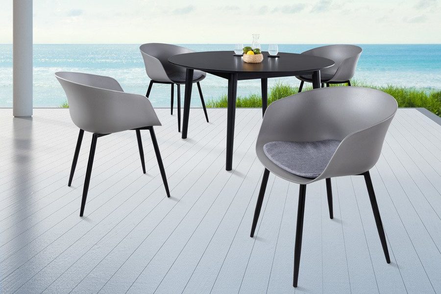 riess-ambiente Gartenstuhl DESIGNO grau / schwarz (Einzelartikel, 1 St), Esszimmer · Kunststoff · Metall · mit Armlehne · Balkon · Outdoor von riess-ambiente