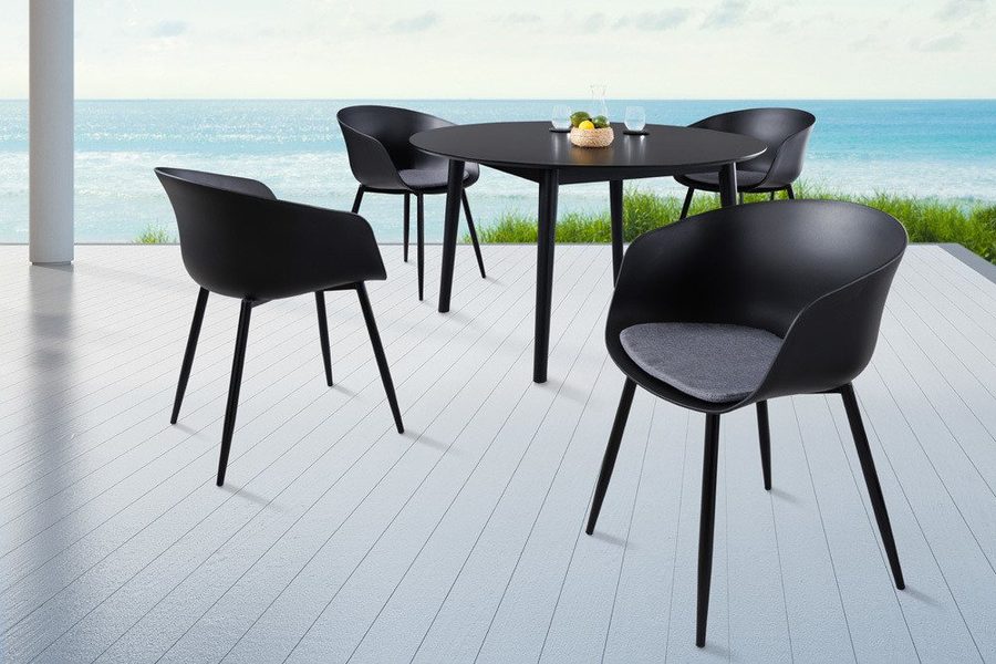 riess-ambiente Gartenstuhl DESIGNO schwarz (Einzelartikel, 1 St), Esszimmer · Kunststoff · Metall · mit Armlehne · Balkon · Outdoor von riess-ambiente