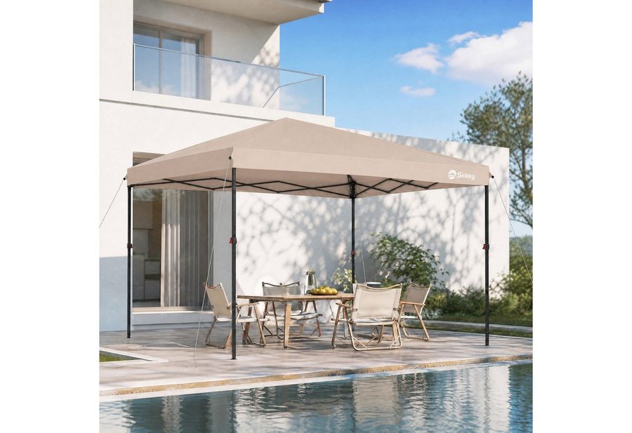 Sekey Faltpavillon 300x300 cm Pop-Up Pavillon Wasserdicht Gartenzelt höhenverstellbar, UV-Schutz 50+ Gartenpavillon für Garten Camping von Sekey