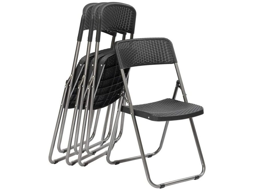 Sekey Klappstuhl Gartenstuhl Klappbar Klappstuhl Polyrattan Campingstuhl Wasserdicht (Set, 4 St), Legierter Stahl, bis 200 kg Belastbar, Schwarz von Sekey