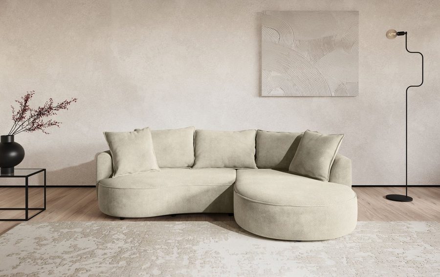 OTTO home Ecksofa Sana L-Form, B: 260 cm, organische Form, Otto.Verlässliche Qualität, Loungesofa mit Wellenunterfederung