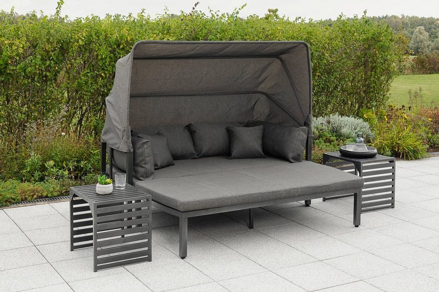 MERXX Gartenlounge-Set Argos Insel, 3er Set, aus Aluminium, mit 2 Beistelltischen, inkl. Zierkissen