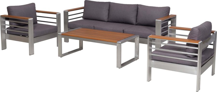 MERXX Gartenlounge-Set Nestos, (Set, 14-tlg), inkl. 2 Sessl, 1 Bank, 10 Aulagen, 1 Tisch