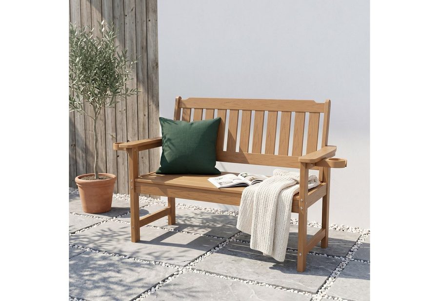 WILLIAMSPACE Bank Wetterfeste HIPS-Gartenbank mit Getränkehaltern für Terrasse & Balkon von WILLIAMSPACE