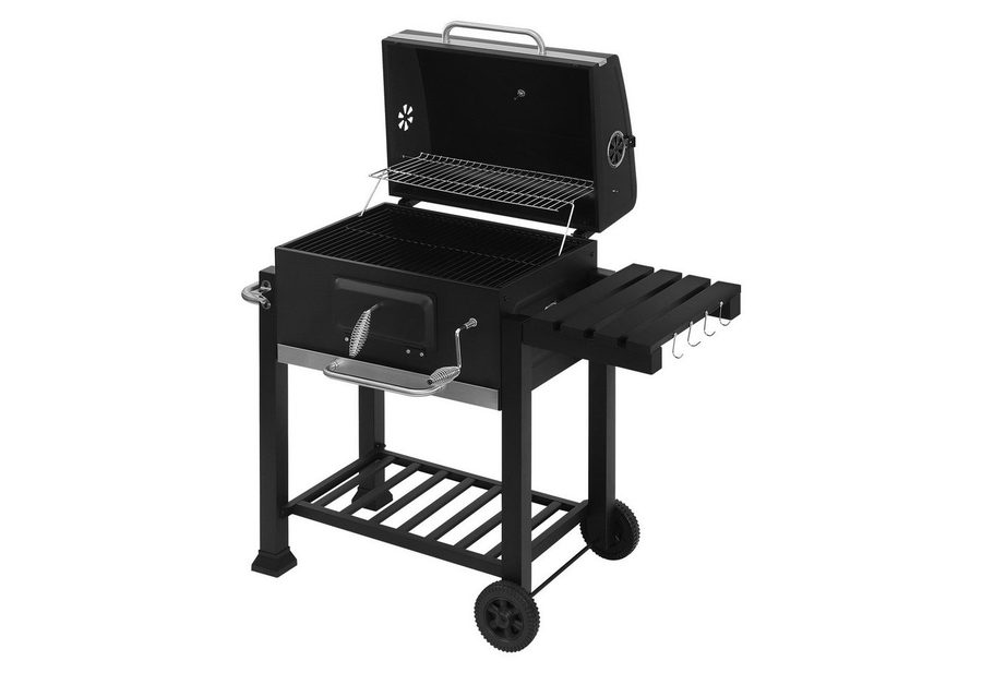 Woltu Holzkohlegrill, Kohlewanne höhenverstellbar Standgrill Barbecue Grill mit Räder von WOLTU
