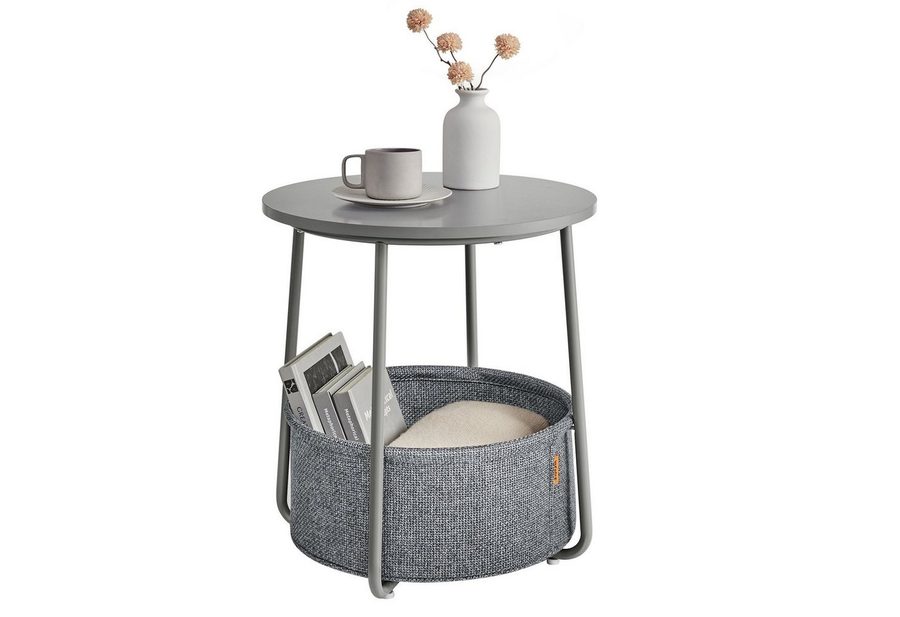 VASAGLE Beistelltisch kleiner Tisch Stauraum für Wohnzimmer, rund, klein, Couchtisch, Wohnzimmertisch, Korb von VASAGLE