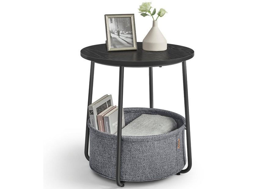 VASAGLE Beistelltisch kleiner Tisch Stauraum für Wohnzimmer, rund, klein, Couchtisch, Wohnzimmertisch, Korb von VASAGLE