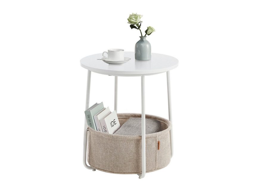 VASAGLE Beistelltisch kleiner Tisch Stauraum für Wohnzimmer, rund, klein, Couchtisch, Wohnzimmertisch, Korb von VASAGLE
