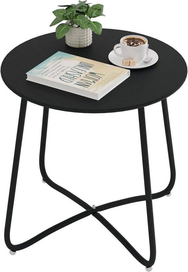 EUGAD Beistelltisch (1-St), rund, Balkontisch Gartentisch, aus Metall, φ48xH45cm von EUGAD