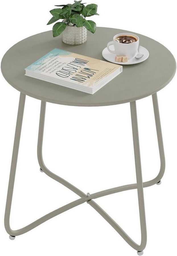 EUGAD Beistelltisch (1-St), rund, Balkontisch Gartentisch, aus Metall, φ48xH45cm von EUGAD