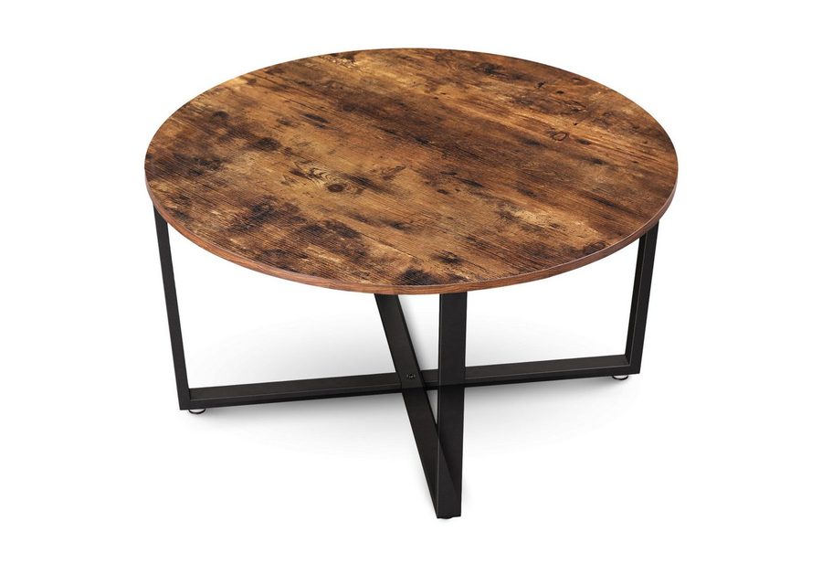 holz4home® Couchtisch Indie Wohnzimmertisch Rund mit Ablage 88x47 cm I Industrial-Look Braun, Einfache Montage von holz4home®