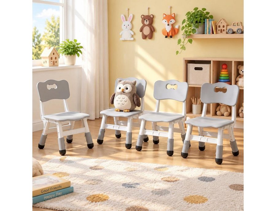 TLGREEN Kindersitzgruppe Kinder Schreibtischstuhl Höhenverstellbar, (Kinderstühle mit Rückenlehne, 4-tlg., für Kinderzimmer Schule Kindertagespflege), Kinder Stuhl bis 100KG Belastbar von TLGREEN