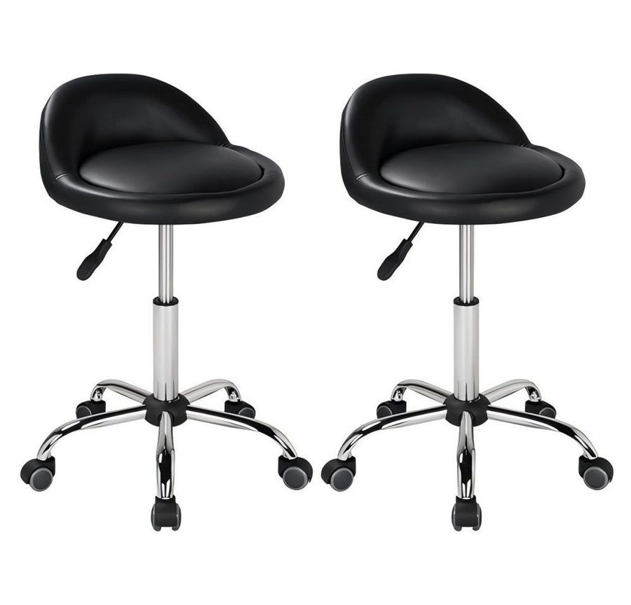 Yaheetech Drehhocker Barhocker mit 5 Rollen (2 St), 2er-Arbeitshocker 55,5 cm – 70 cm Höhenverstellbar & 360° Drehbar von Yaheetech