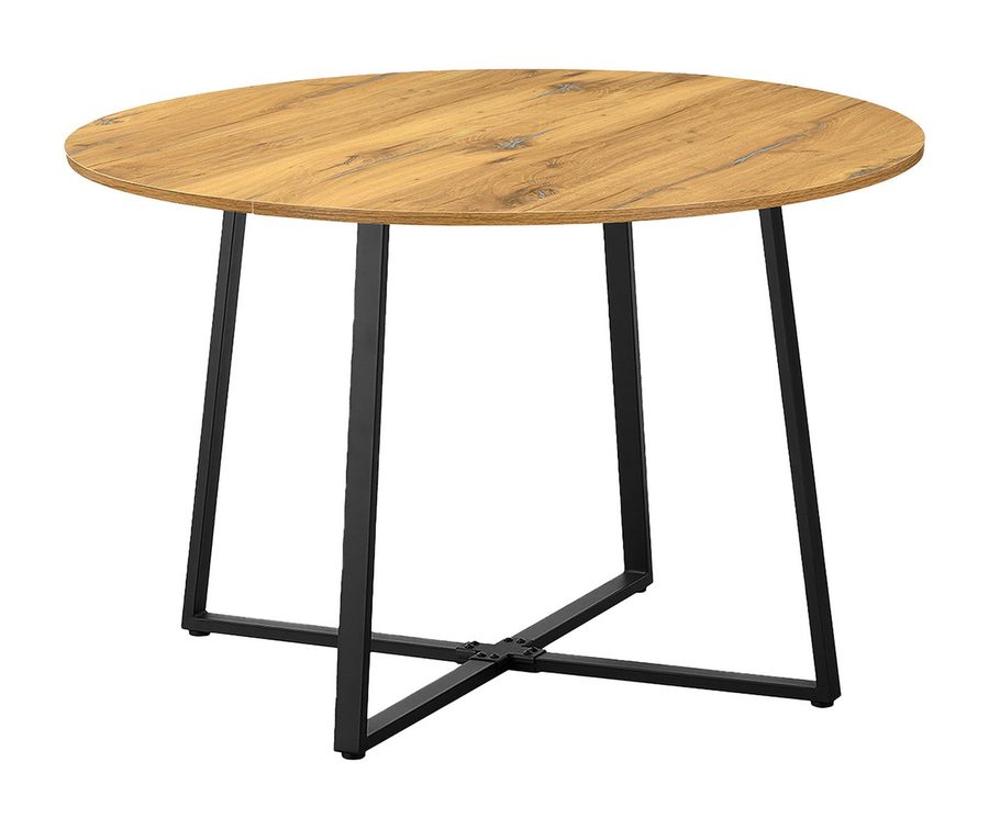 B&D home Esstisch TILL, Esszimmer Tisch rund, Küchentisch, ausziehbar oder fest, 115-145 cm ausziehbar oder 110 cm fest, Metallgestell in Schwarz/Weiß von B&D home