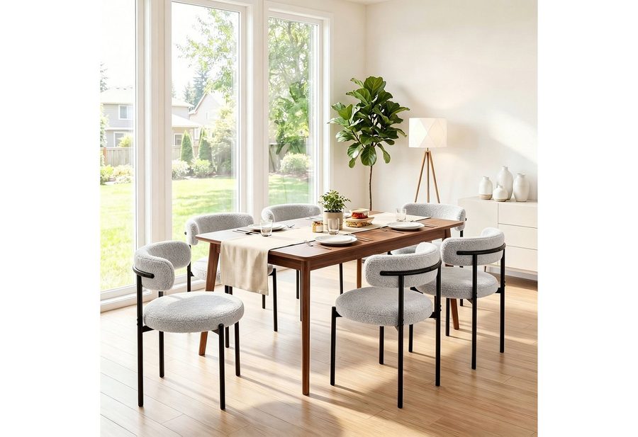 oyajia Esszimmerstuhl Polsterstuhl mit Metallgestell, Wohnzimmerstuhl, Küchenstuhl Runder (mit Rückenlehne), für Wohnzimmer, Esszimmer von oyajia