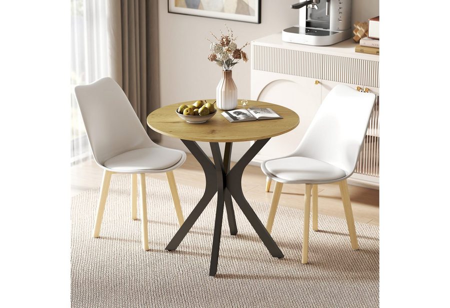 HOMCOM Esstisch Kaffeetisch Spider-Stahlgestell für Küche Esszimmer (Runder Tisch, 1-St., Küchentisch), Ø78 x 75H cm, Naturholz von HOMCOM