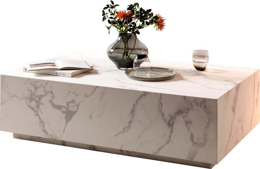 SalesFever Couchtisch Almeria Beistelltisch: Stilvoller Tisch 120/75 cm, Stilvoller, rechteckiger Tisch in edler Marmoroptik, 120x75cm