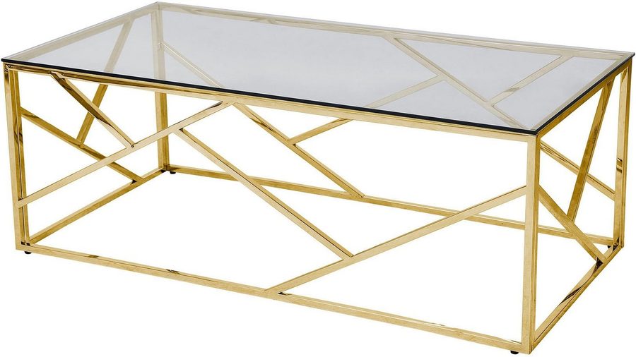 SalesFever Couchtisch Glastisch mit stilvoller Eleganz, Edelstahlgestell - rostfrei und langlebig