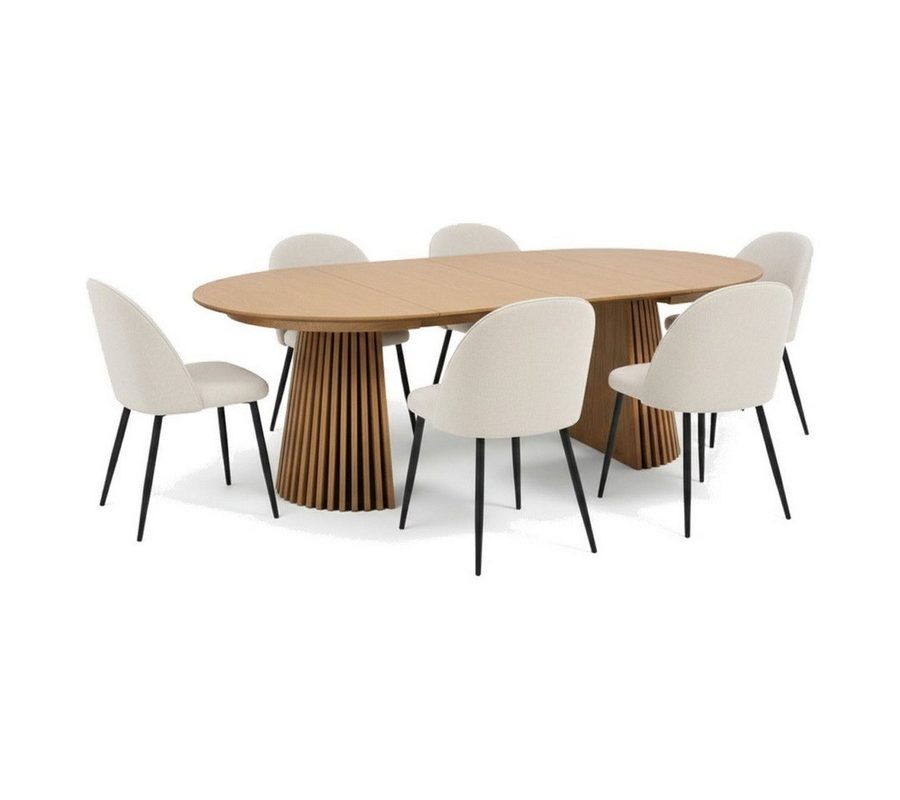 ebuy24 Essgruppe Tokyo Essgruppe Esstisch natur, 6 Stühle aus beige, (7-tlg)