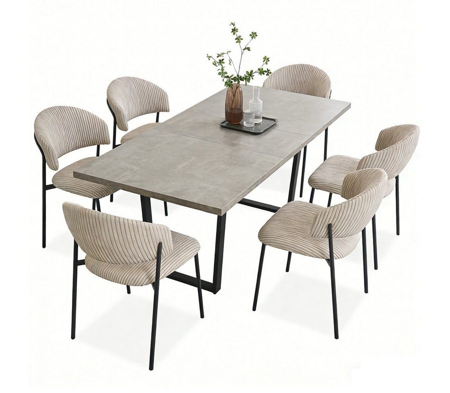 Jiexi Esszimmerstuhl Modernes Esszimmerstuhl-Set in Cord-Optik, bequem & stabil von Jiexi