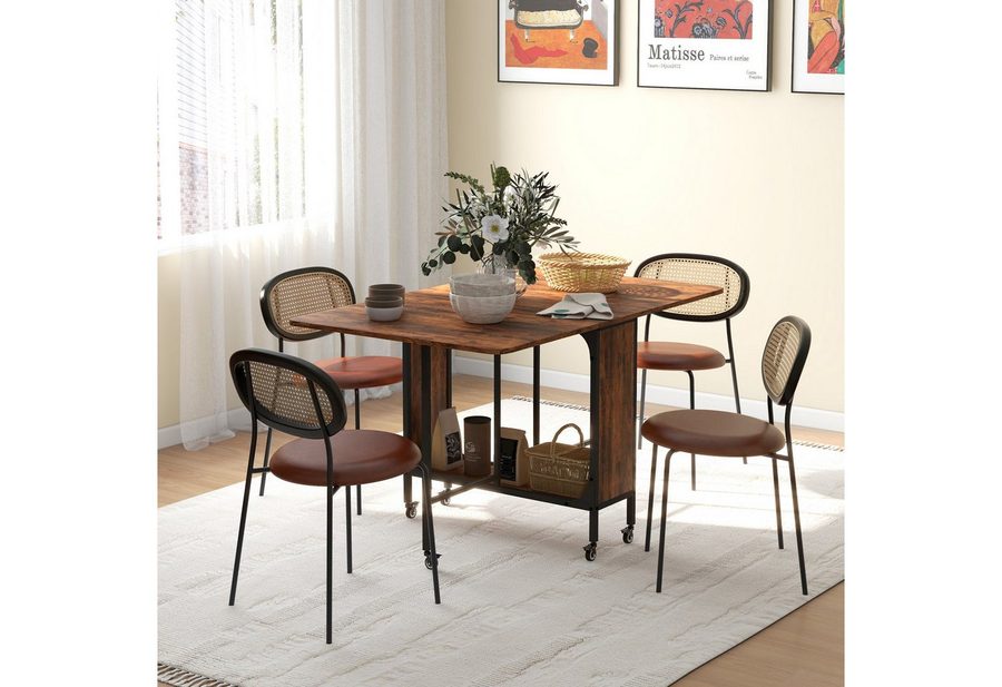 HOMCOM Klapptisch Mobiler Esszimmertisch mit offenem Regal, Holzoptik, für kleine Räume (Küchentisch, 1-St., Esstisch), für Wohnzimmer, Braun von HOMCOM