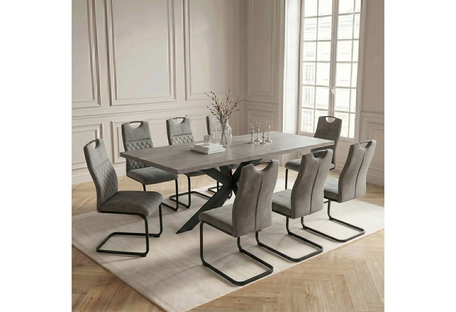 Jiexi Essgruppe Essgruppe ausziehbar 160-200cm MDF Set Hightech Freischwinger