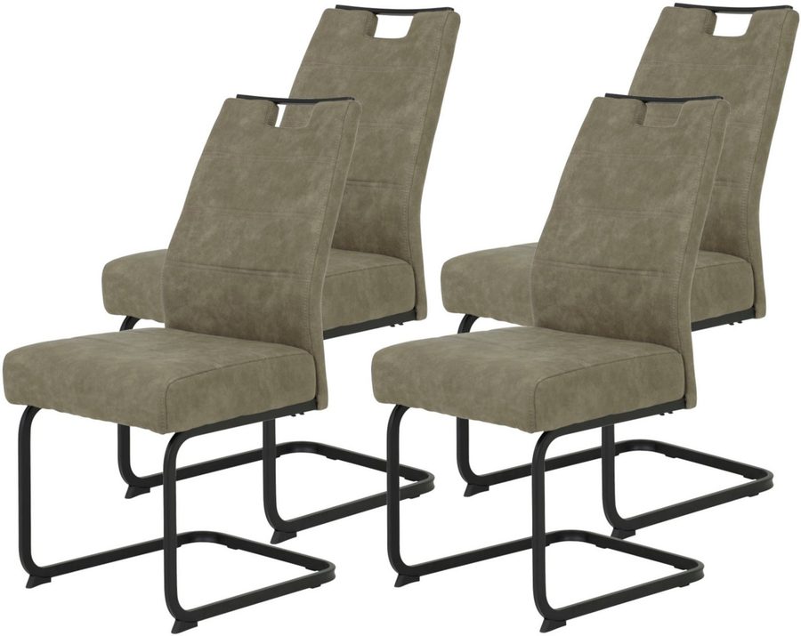 HELA Freischwinger KERTIN (Set, 4 St), XL Sitzbreite, Griff, Federkorb, 140kg belastbar von Hela