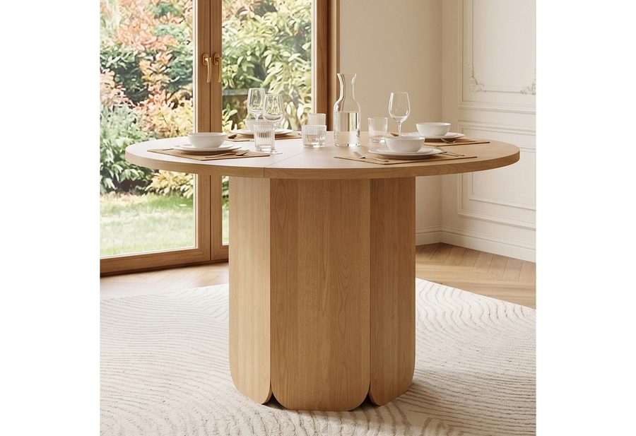 Flieks Esstisch (120x75 cm, 1-St., 1 Tisch), runder Küchentisch Schreibtisch Bürotisch Scandistil Eichenfarbe von Flieks