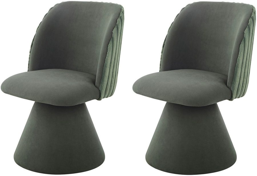 HELA Esszimmerstuhl BARI I Drehstuhl (Set, 2 St), 360° drehbar, Polsterfuß, Materialkombi, Außen Felloptik Innen Velvet von Hela