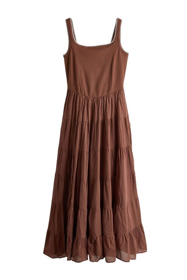Next Midikleid Gestuftes, ärmelloses Sommerkleid in Midilänge (1-tlg)
