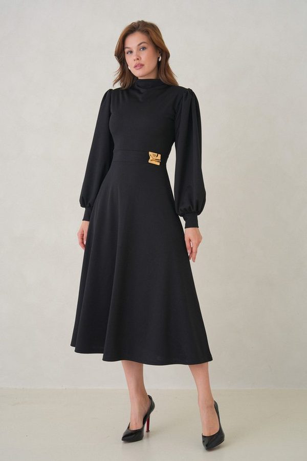 WOMAN VISION Midikleid Langärmeliges, ausgestelltes Midikleid