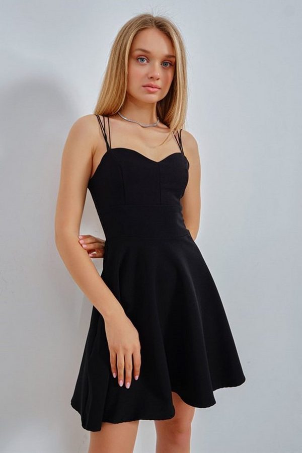 WOMAN VISION Minikleid Ausgestelltes Minikleid mit gekreuzten Trägern am Rücken