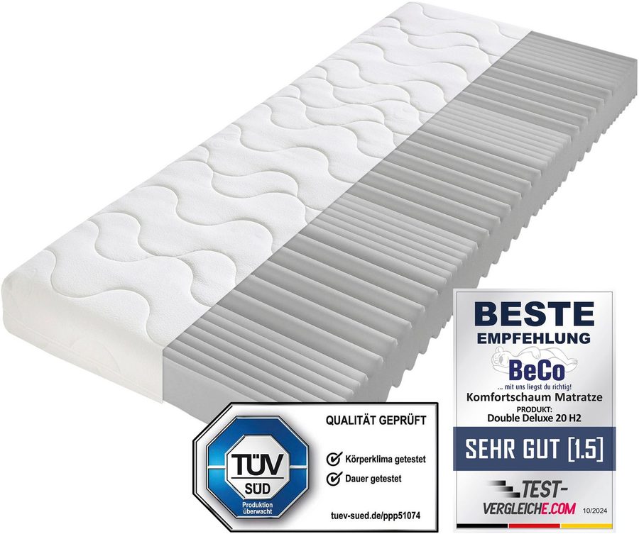 Komfortschaummatratze Double Deluxe Matratze 20, Matratze in 90x200 cm und weiteren Größen, Beco, 20 cm hoch, Matratze vom TÜV Süd getestet*, über 2.000 5-Sterne-Bewertungen! von Beco